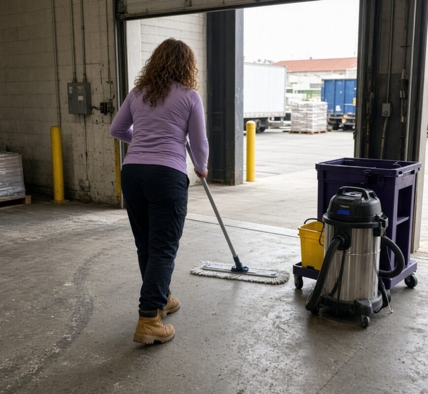 Luzelite team cleaning a commercial space in Brampton